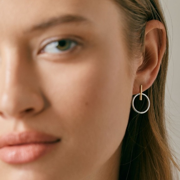 Anthropologie Jewelry - NWT Anthropologie Two-Tone Circle Drop Earrings